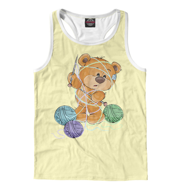 Мужская майка-борцовка с изображением Вязание цвета Белый