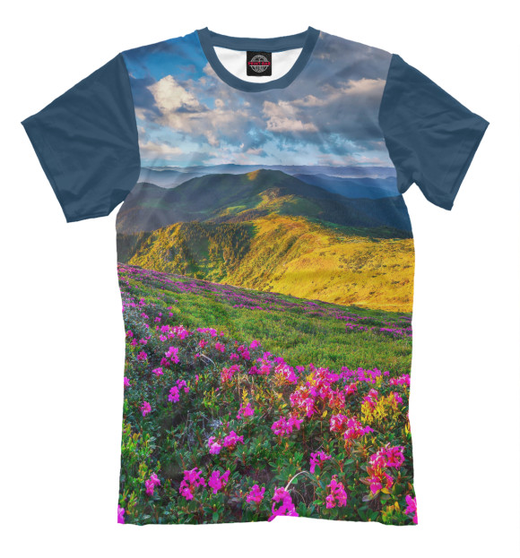 Футболка для мальчиков с изображением Горные цветы цвета Молочно-белый