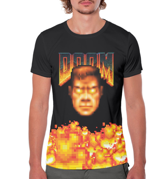 Мужская футболка с изображением Doom цвета Белый