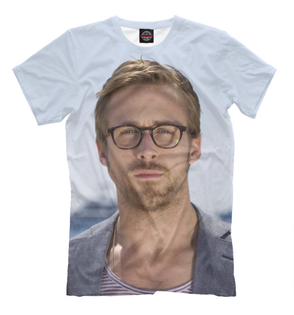 Мужская футболка с изображением Ryan Gosling цвета Молочно-белый