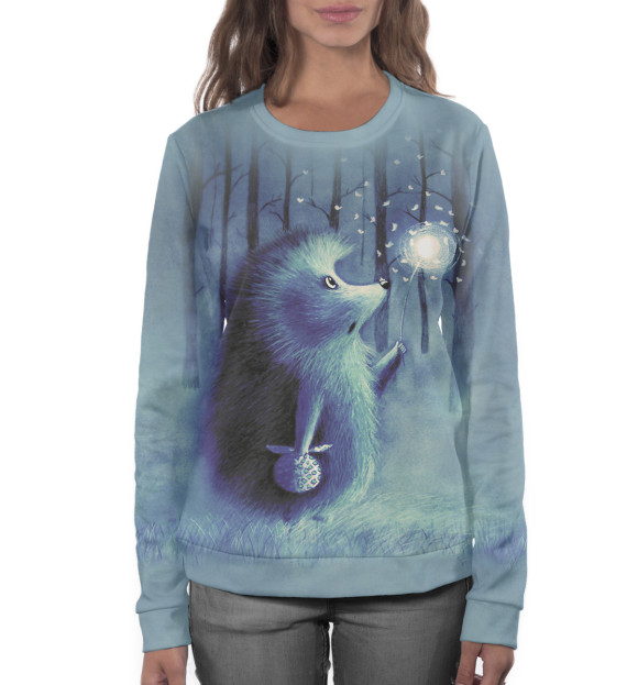 Женский свитшот с изображением Ёжики цвета Белый