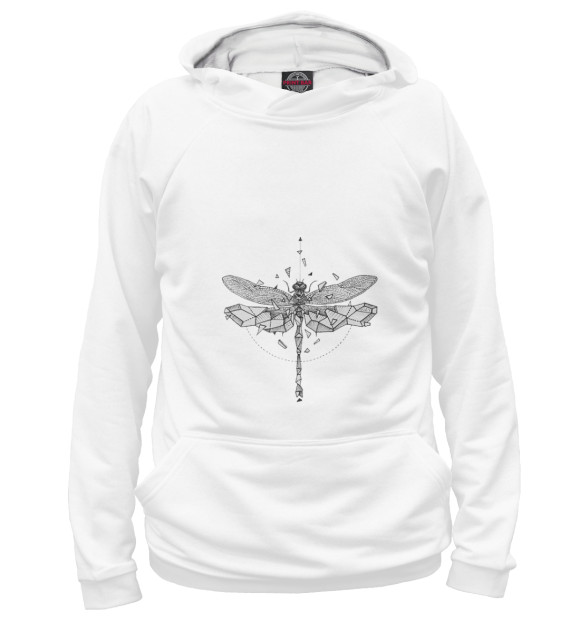 Женское худи с изображением Geometric dragonfly цвета Белый