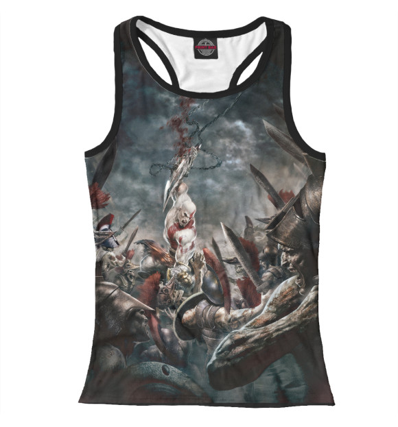 Женская майка-борцовка с изображением God of War цвета Белый