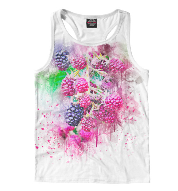 Мужская майка-борцовка с изображением Ежевика цвета Белый