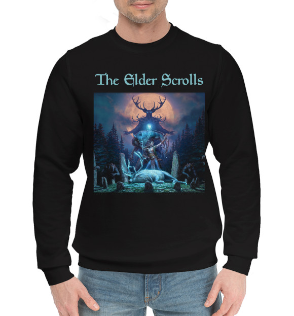 Мужской хлопковый свитшот с изображением The elder scrolls цвета Черный