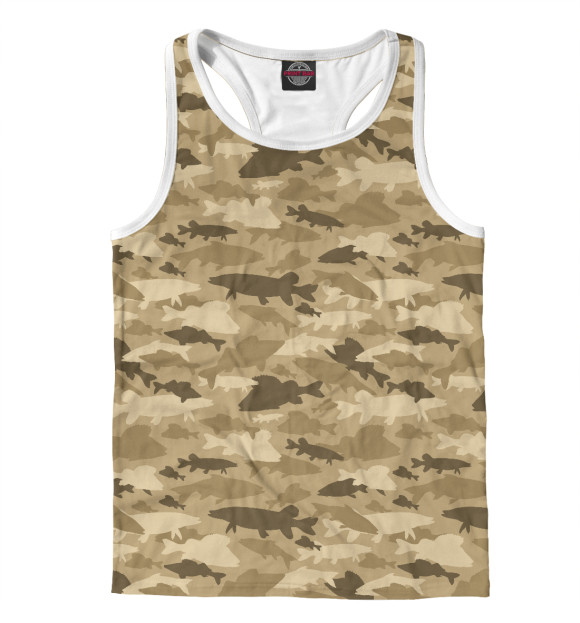 Мужская майка-борцовка с изображением Рыбак цвета Белый