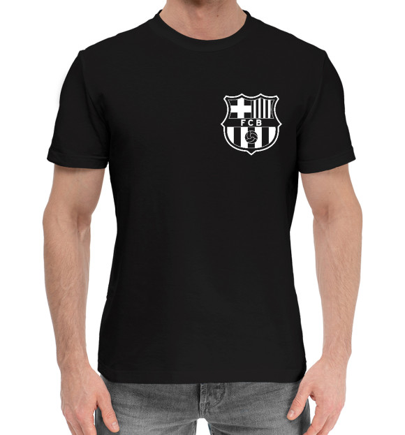 Мужская хлопковая футболка с изображением Barcelona цвета Черный