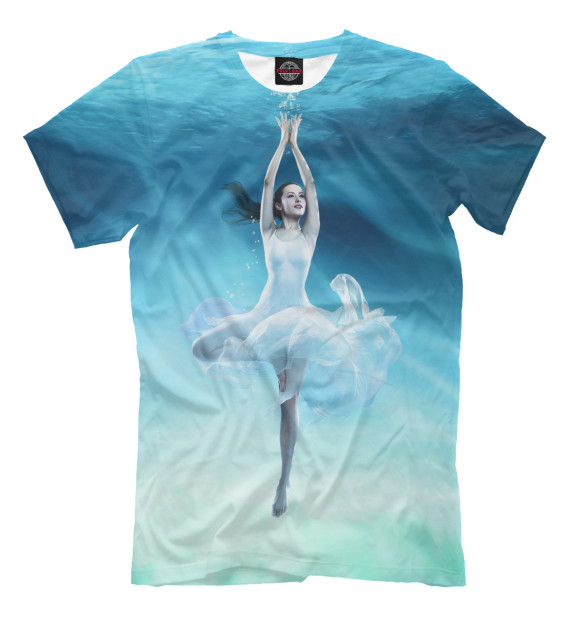 Мужская футболка с изображением Танец воды цвета Грязно-голубой