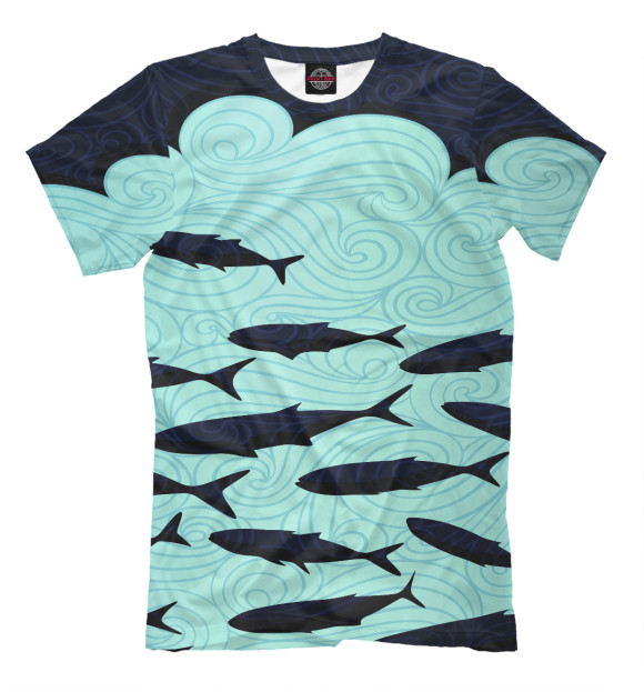 Мужская футболка с изображением Океан цвета Молочно-белый