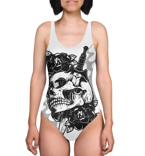 Купальник-боди с изображением Череп Нож цвета 
