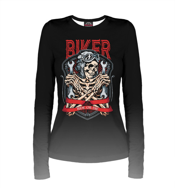 Женский лонгслив с изображением Biker цвета Белый