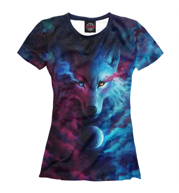 Женская футболка с изображением Space Wolf цвета Белый