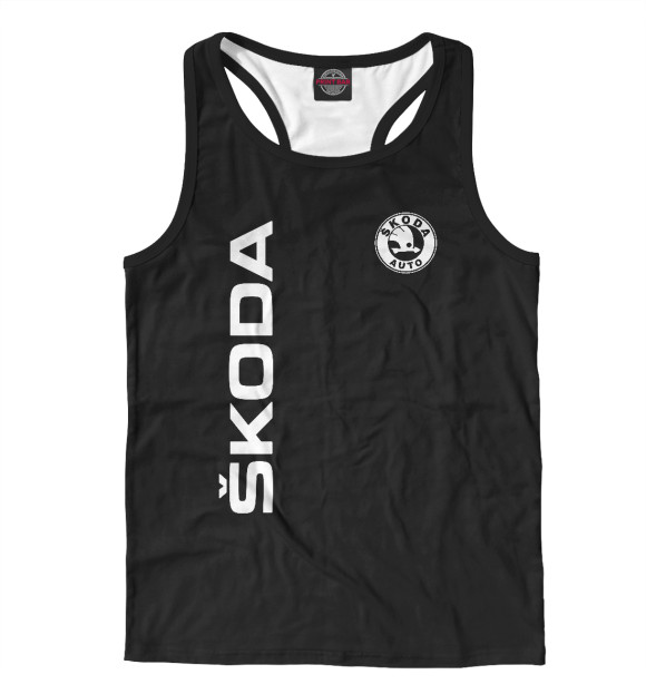 Мужская майка-борцовка с изображением Skoda цвета Белый