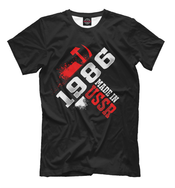 Мужская футболка с изображением 1986 цвета Черный