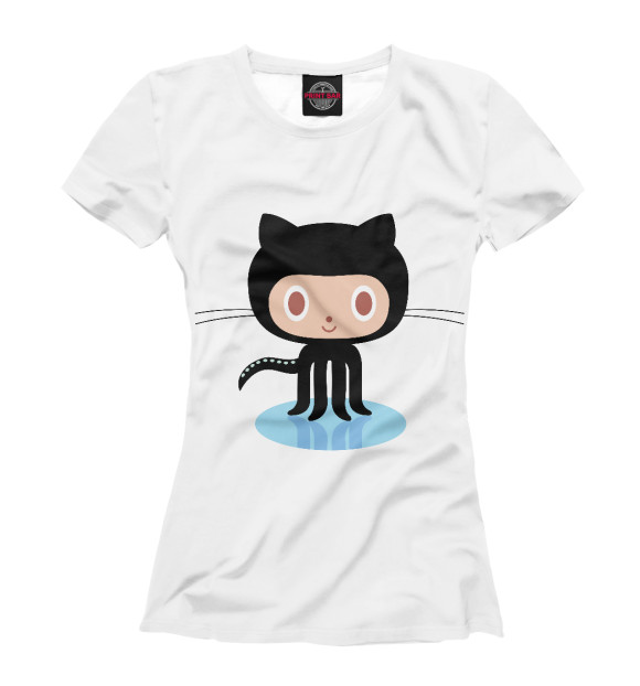 Футболка для девочек с изображением GIthub цвета Белый
