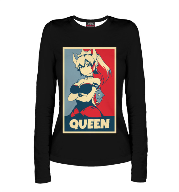 Женский лонгслив с изображением QUEEN цвета Белый