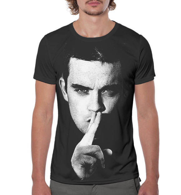 Мужская футболка с изображением Robbie Williams цвета Белый