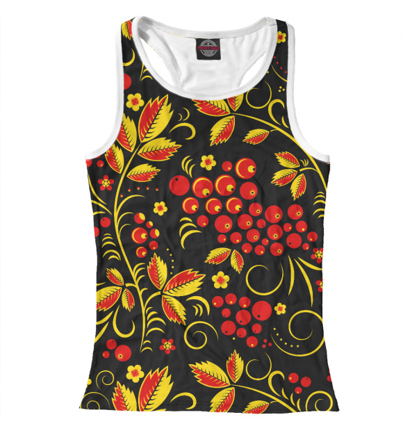 Женская майка-борцовка с изображением Хохлома цвета Белый