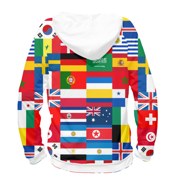 Женское худи с изображением Флаги стран цвета Белый