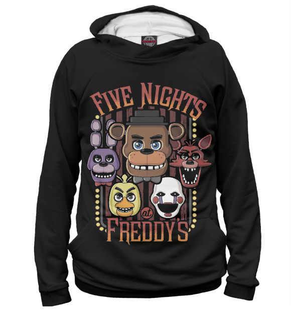 Мужское худи с изображением Five Nights at Freddy’s цвета Белый
