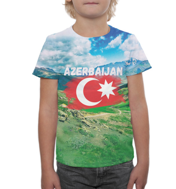 Футболка для мальчиков с изображением Азербайджан цвета Белый
