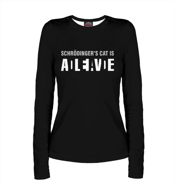 Женский лонгслив с изображением Schrodinger's Cat цвета Белый