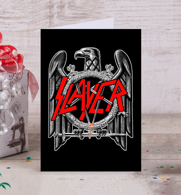 Открытка с притом Slayer цвета Белый Открытка с изображением Slayer цвета Белый