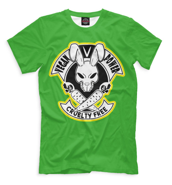 Мужская футболка с изображением Vegan Power цвета Серый