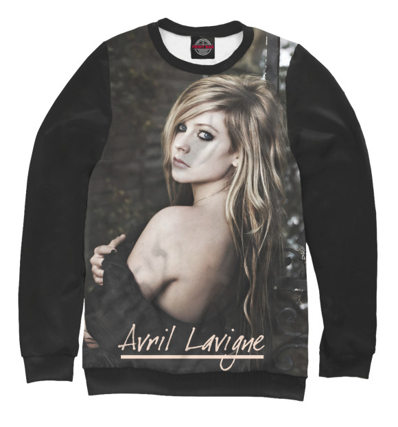 Мужской свитшот с изображением Avril Lavigne in Black цвета Белый