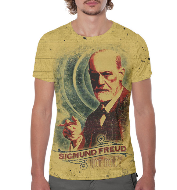 Мужская футболка с изображением Зигмунд Фрейд цвета Белый