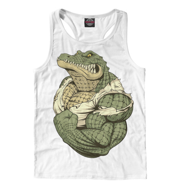 Мужская майка-борцовка с изображением Крокодил цвета Белый