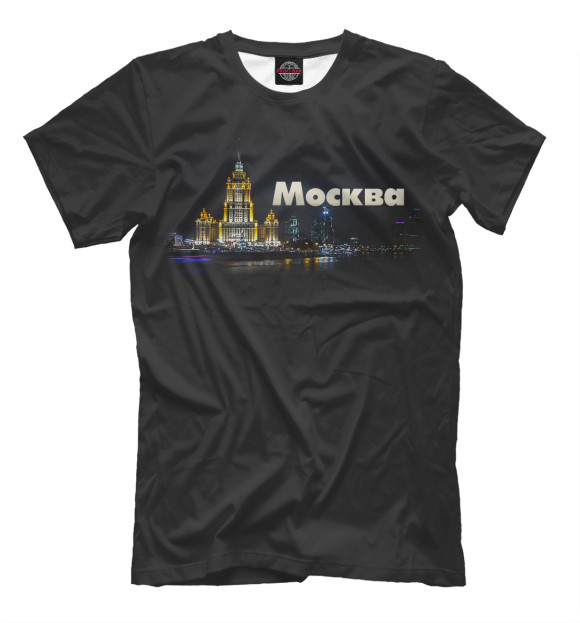 Мужская футболка с изображением Москва цвета Черный