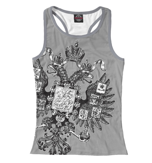Женская майка-борцовка с изображением Имперский герб 1883 года на сером фоне цвета Белый