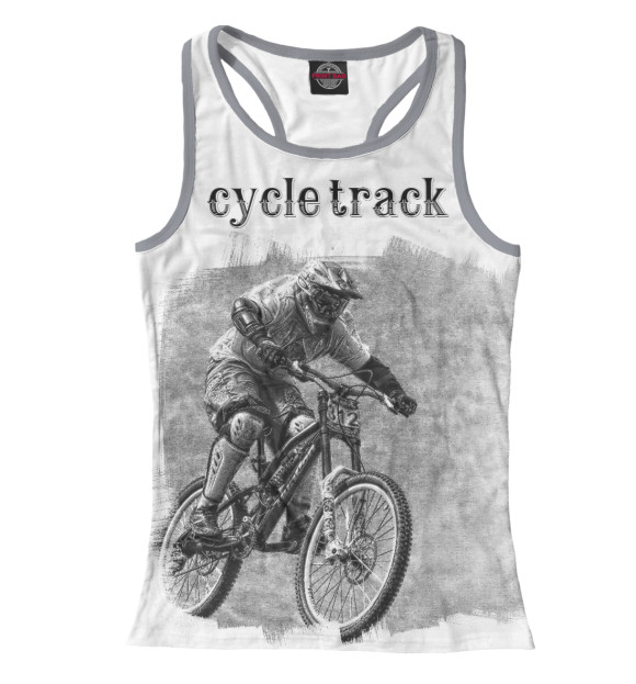 Женская майка-борцовка с изображением Велосипедист цвета Белый