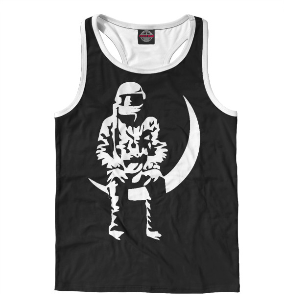 Мужская майка-борцовка с изображением Moon man цвета Белый