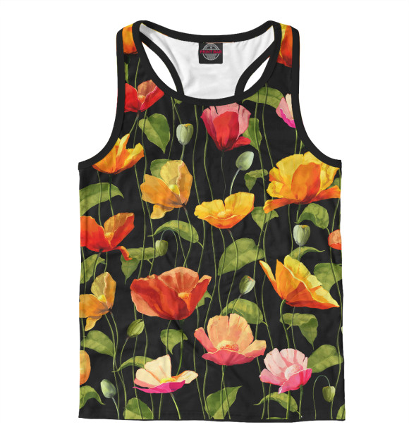 Мужская майка-борцовка с изображением Тюльпаны цвета Белый