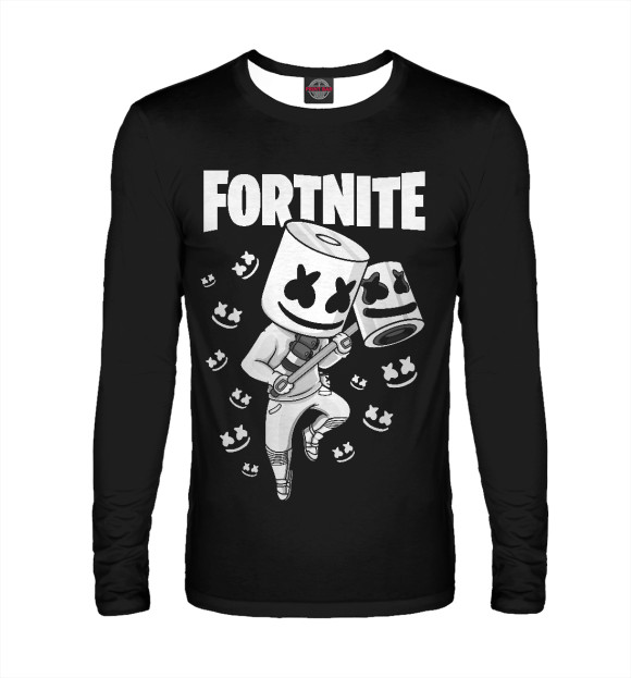 Мужской лонгслив с изображением Fortnite Marshmello цвета Белый