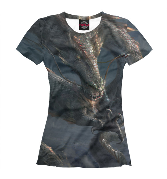 Женская футболка с изображением Китайский дракон цвета Белый
