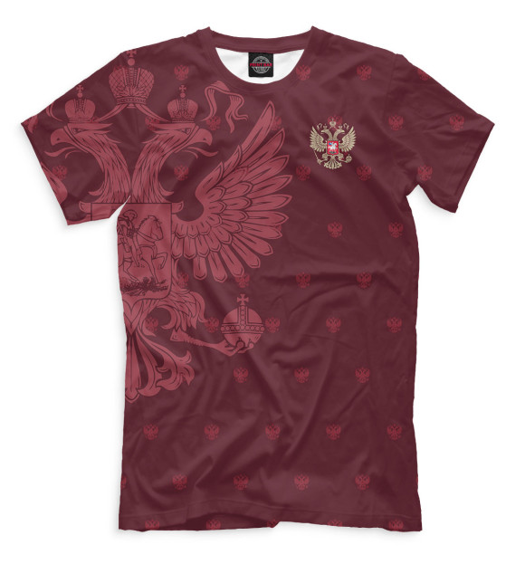 Мужская футболка с изображением Герб России цвета Темно-бордовый