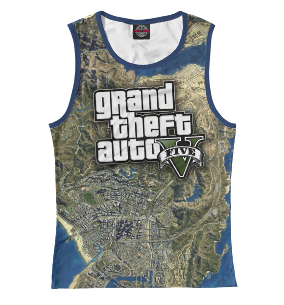 Майка для девочки с изображением Карта GTA V цвета Белый