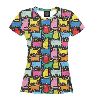 Женская футболка Разноцветные котики