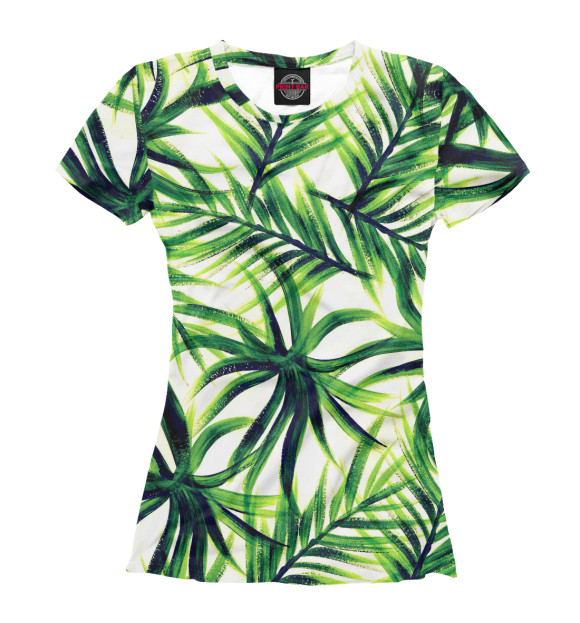 Женская футболка с изображением Пальмовые листья цвета Белый