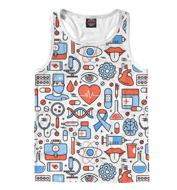 Мужская майка-борцовка с изображением Медицина цвета Белый