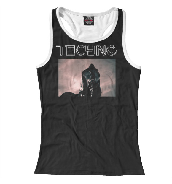 Женская майка-борцовка с изображением TECHNO BUUZ цвета Белый