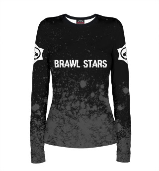 Женский лонгслив Brawl Stars Glitch Black лого на рукавах