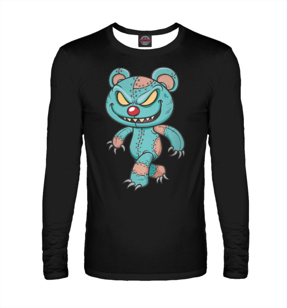 Мужской лонгслив с изображением Zombie Teddy цвета Белый