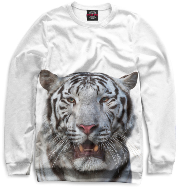 Женский свитшот с изображением Тигр цвета Белый