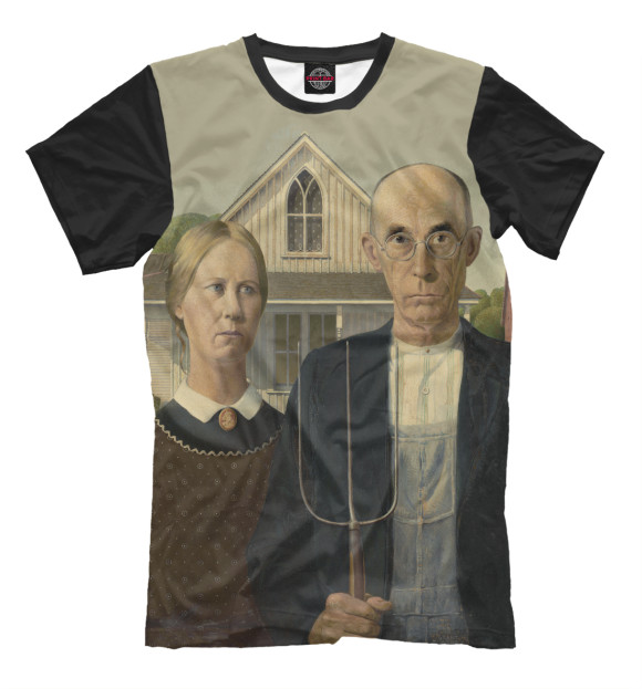 Мужская футболка с изображением American Gothic, цвета Белый