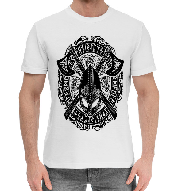 Мужская хлопковая футболка с изображением Варяг цвета Белый