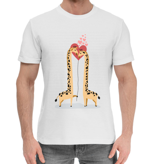 Мужская хлопковая футболка с изображением Жирафы цвета Белый